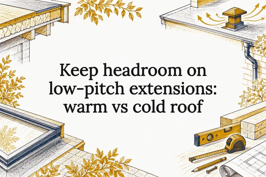 Keep headroom on low-pitch extensions: warm vs cold roof