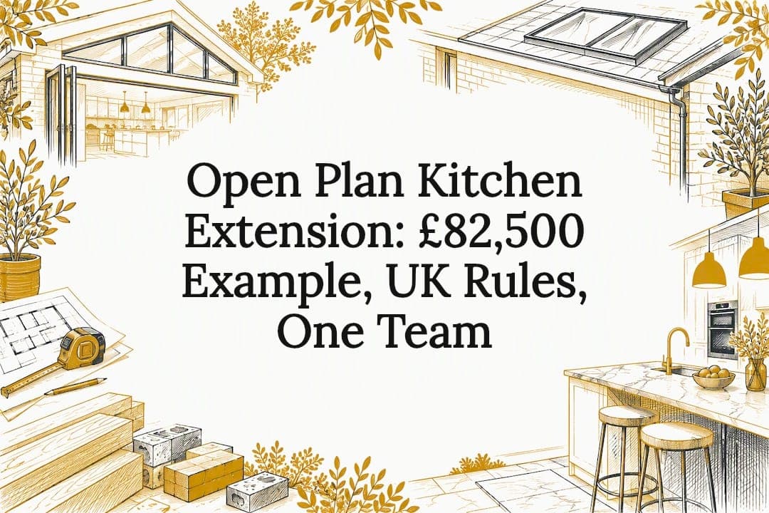 Open Plan Kitchen Extension: £82,500 Example, UK Rules, One Team