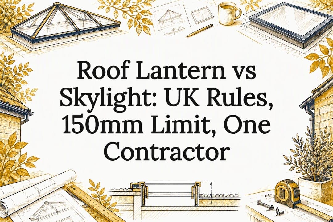 Roof Lantern vs Skylight: UK Rules, 150mm Limit, One Contractor